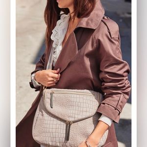 🦋Stella & Dot Lady Boss Shoulder Bag Neutral Croc- NWT